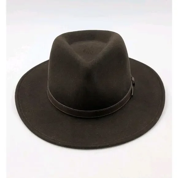 Pendleton Wool Felt Safari Fedora Hat Brown Leather Band Outback Style Medium...